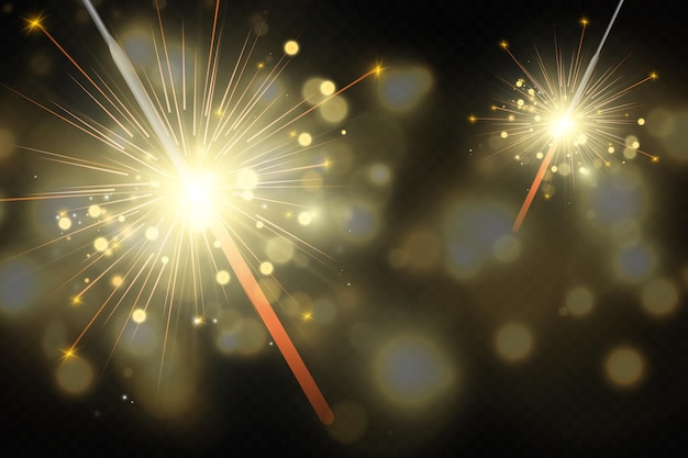 Fuego de Bengala Vela brillante con chispas Elemento festivo