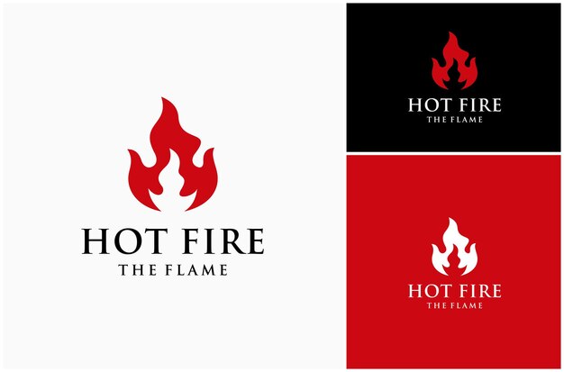 Fuego caliente llama quema calor ardiente enciende la llama hoguera infierno vector diseño de logotipo ilustración