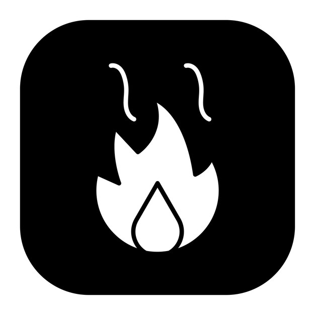 un fuego en un cuadrado negro que dice fuego