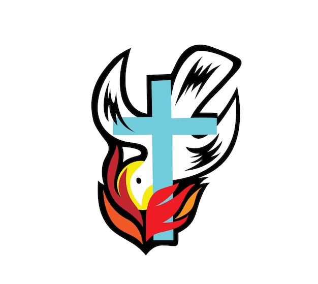 Fuego del Espíritu Santo con diseño de vectores de arte cruzado