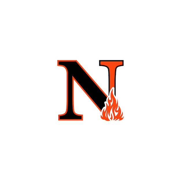un fuego está ardiendo en un círculo con la letra n en él