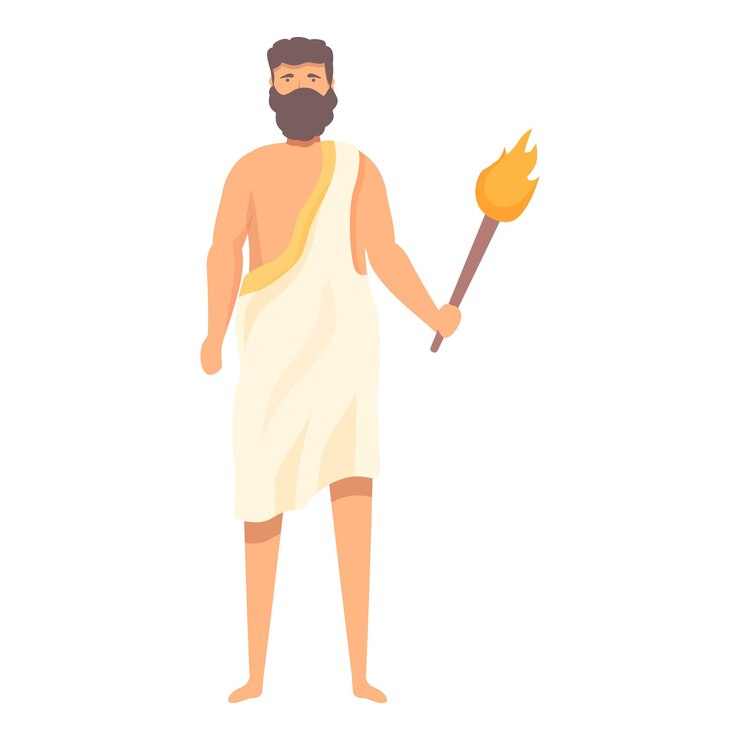 Vector fuego héroe icono dibujos animados vector dios griego hestia amor