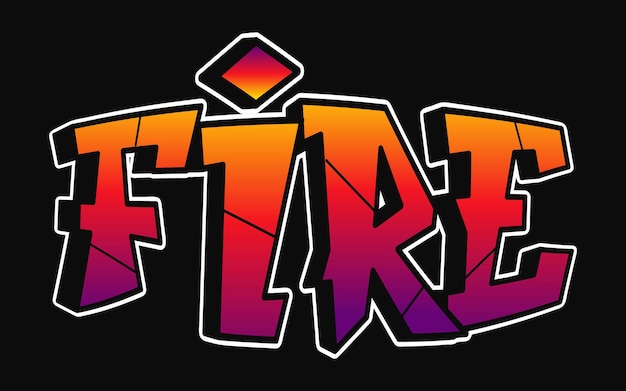 Fuego letras de una sola palabra estilo graffiti vector logotipo dibujado a mano gracioso genial palabra trippy fuego moda
