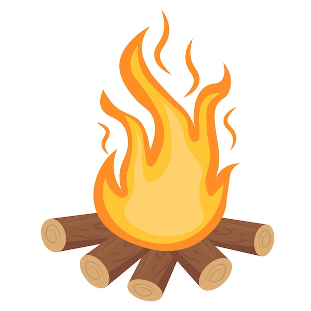 Fuego de madera Quema de troncos de madera Ilustración vectorial