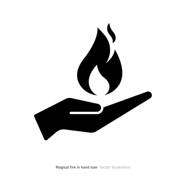 fuego mágico en la mano icono diseño ilustración vectorial