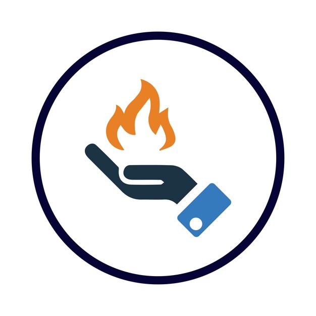 Fuego mano quemar fuego en la mano icono
