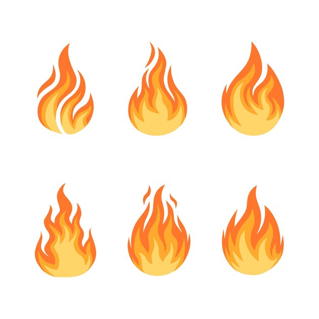 Fuego plano Fuego iconos conjunto vectorial Iconos planos
