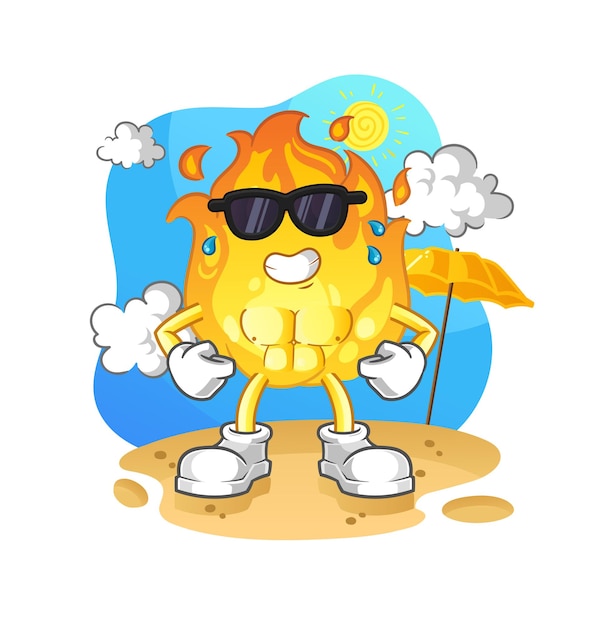 Fuego tomando el sol en verano. vector de personaje