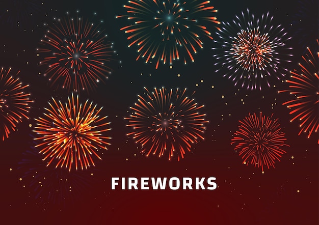 Fuegos artificiales celebración del año nuevo trasfondo vectorial amp trasfondo del festival
