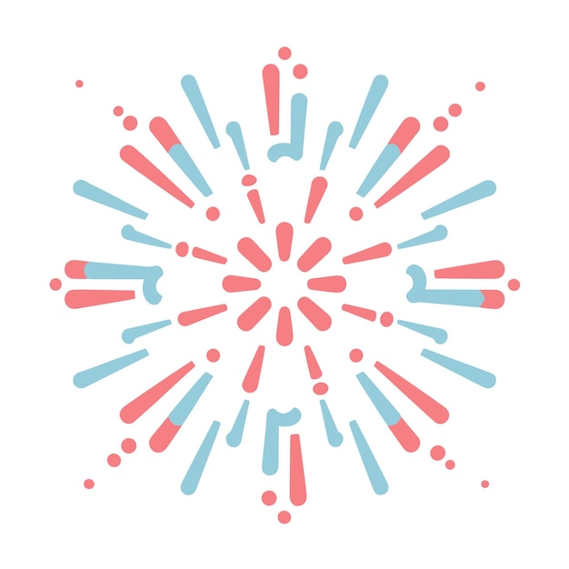 Fuegos artificiales decorativos coloridos aislados de estilo minimal Fuegos artificiales de la víspera de Año Nuevo Chispas festivas y explosiones Ilustración vectorial