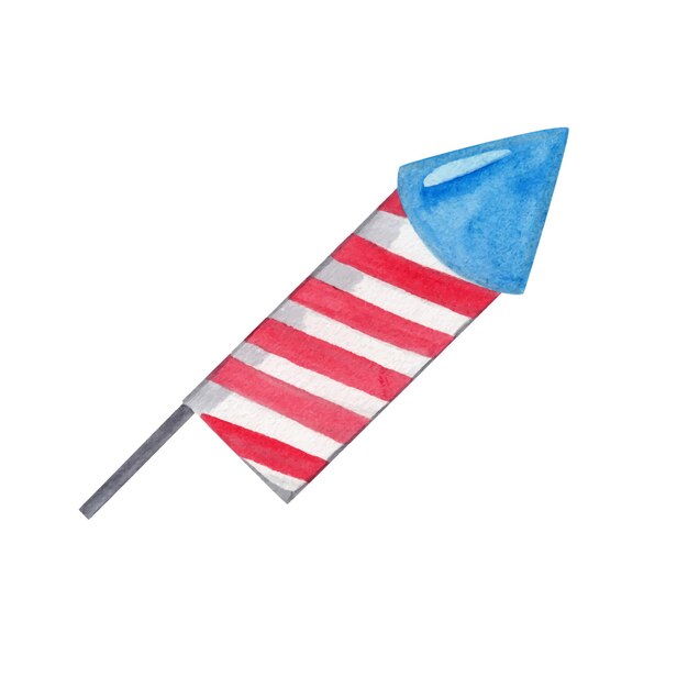 fuegos artificiales Día de la Independencia en los Estados Unidos Ilustración de acuarela dibujada a mano