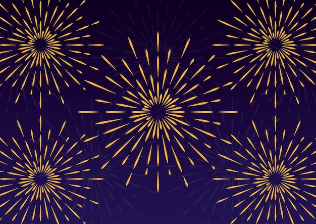 Fuegos artificiales en el diseño de fondo de cielo oscuro