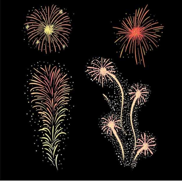 Fuegos artificiales elementos gráficos de fuegos artificiales de año nuevo Feliz año nuevo año chino