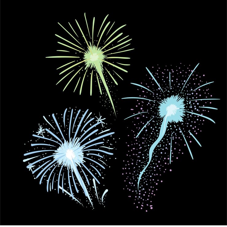 Vector fuegos artificiales elementos gráficos de fuegos artificiales de año nuevo feliz año nuevo año chino