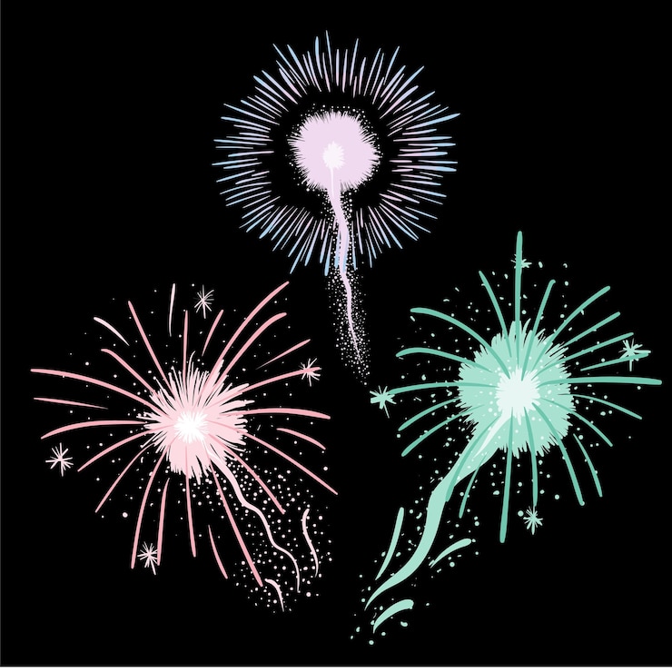 Vector fuegos artificiales elementos gráficos de fuegos artificiales de año nuevo feliz año nuevo año chino