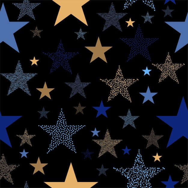 Fuegos artificiales de estrellas de neón coloridos en el cielo luces multicolores para Navidad o víspera de Año Nuevo