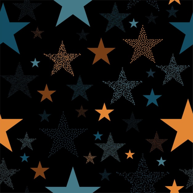 Fuegos artificiales de estrellas de neón coloridos en el cielo luces multicolores para Navidad o víspera de Año Nuevo