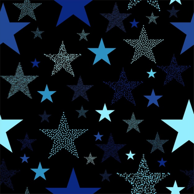 Fuegos artificiales de estrellas de neón coloridos en el cielo luces multicolores para Navidad o víspera de Año Nuevo