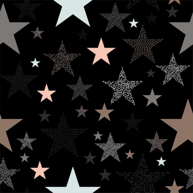 Fuegos artificiales de estrellas de neón coloridos en el cielo luces multicolores para Navidad o víspera de Año Nuevo
