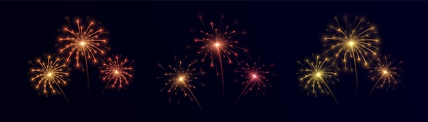 Fuegos artificiales Explosión colorida de luces de fuegos artificiales multicolores y brillantes Vector