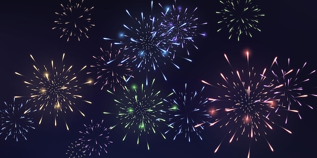 Fuegos artificiales festivos con chispas brillantes