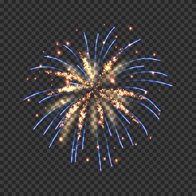 Fuegos artificiales festivos con chispas doradas y azules