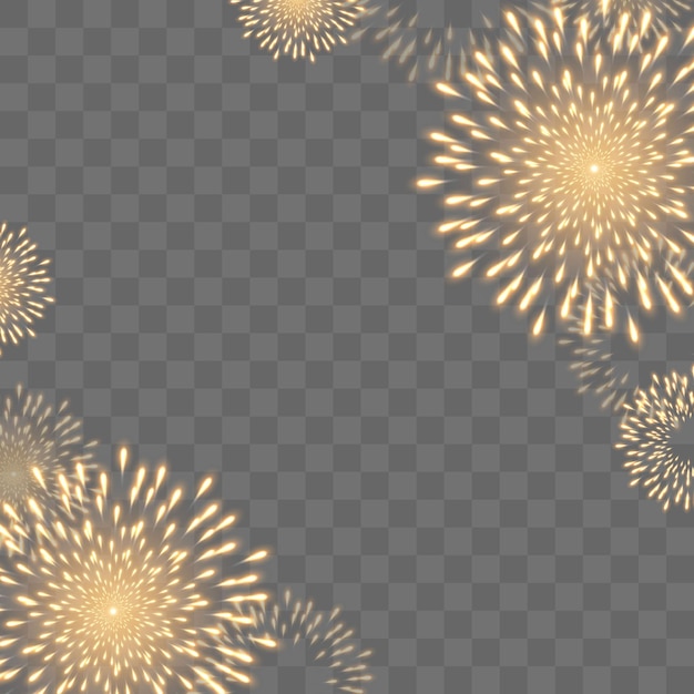 Vector fuegos artificiales festivos de fin de año con chispas brillantes, vector aislado en png