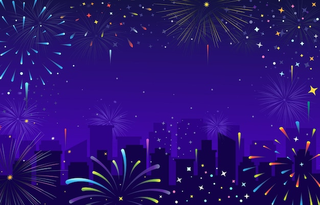 Fuegos artificiales y fuegos artificiales con un lugar para el texto