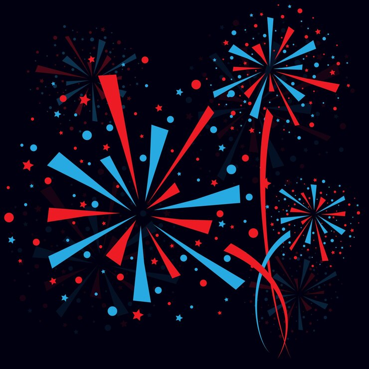 Vector fuegos artificiales en la noche