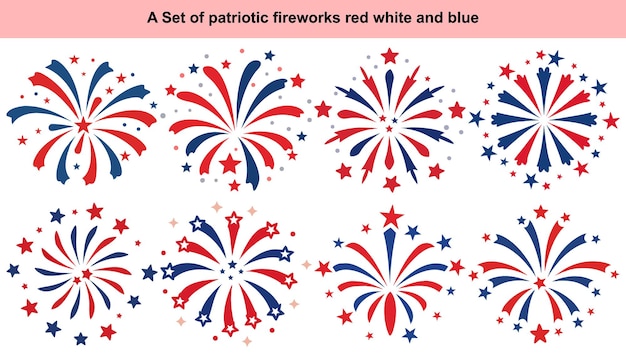 Fuegos artificiales patrióticos en rojo, blanco y azul