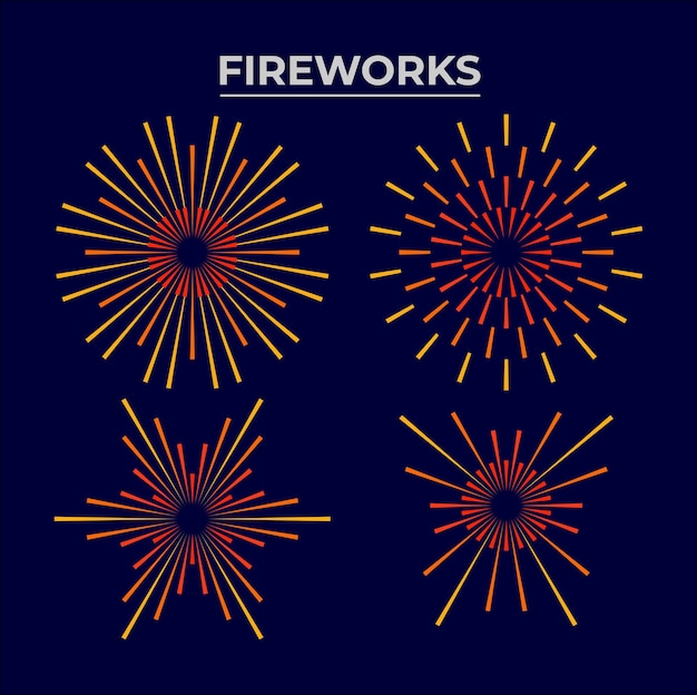 Fuegos artificiales simples Fondo en diseño plano