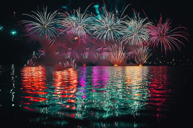 fuegos artificiales sobre el agua