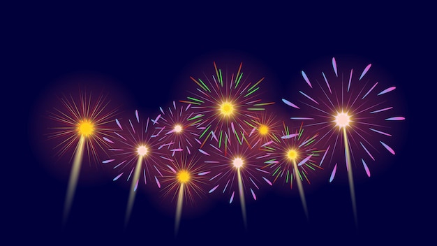 Fuegos artificiales sobre fondo oscuro para el día especial de año nuevo y la celebración festiva