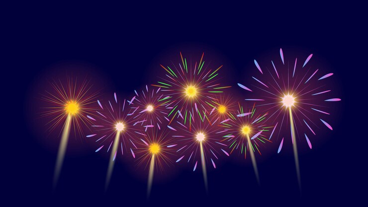 Vector fuegos artificiales sobre fondo oscuro para el día especial de año nuevo y la celebración festiva