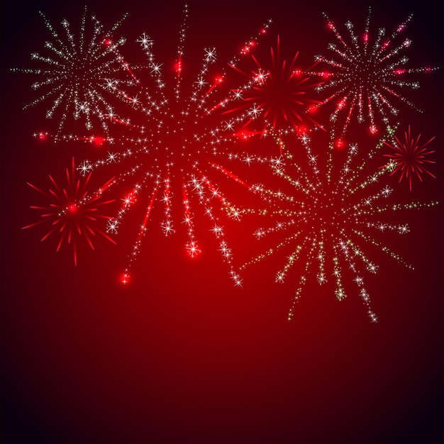 fuegos artificiales sobre fondo rojo
