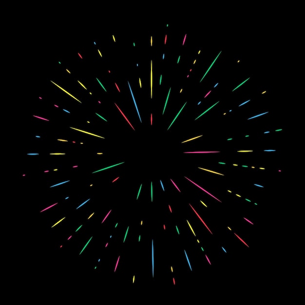 Fuegos artificiales de vacaciones de colores sobre fondo de noche. Festivo, aniversario y celebración Bright Salute. Ilustración vectorial