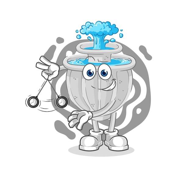 fuente de agua, hipnotizante, caricatura, caricatura, mascota, vector