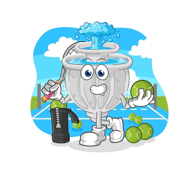 Fuente de agua juega vector de caracteres de ilustración de tenis