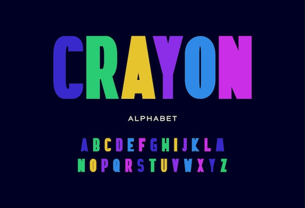Fuente de alfabeto de crayón colorido