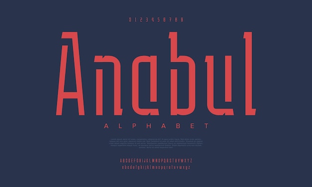 Fuente de alfabeto urbano moderno creativo Anabul Deporte de moda futurista musulmán abstracto digital mínimo