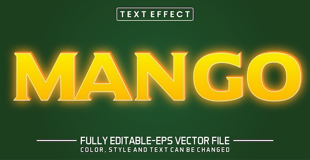 Fuente amarilla mango Efecto de texto editable
