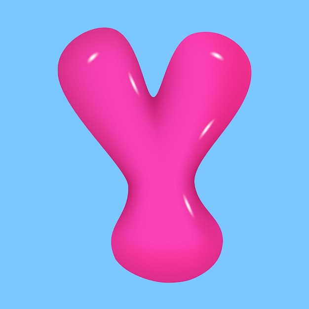 fuente de burbuja brillante 3d rosa fuente de super burbuja en estilo plástico fuente alfabética Y