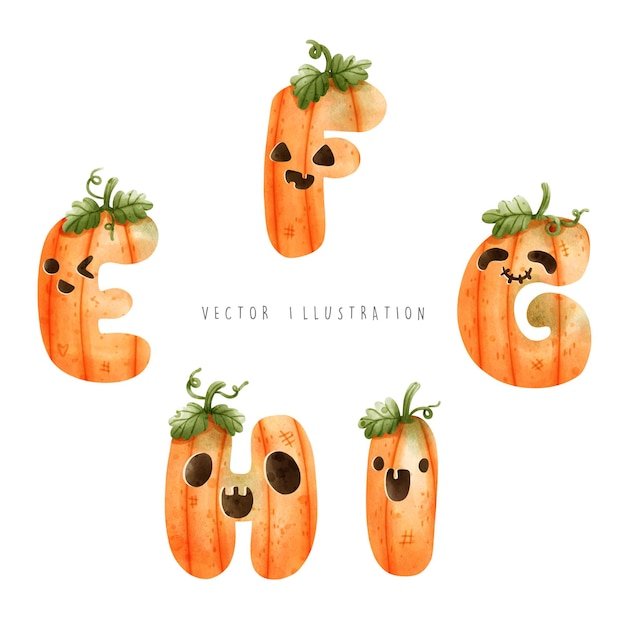 Fuente de calabaza ilustración de vector de alfabeto de halloween