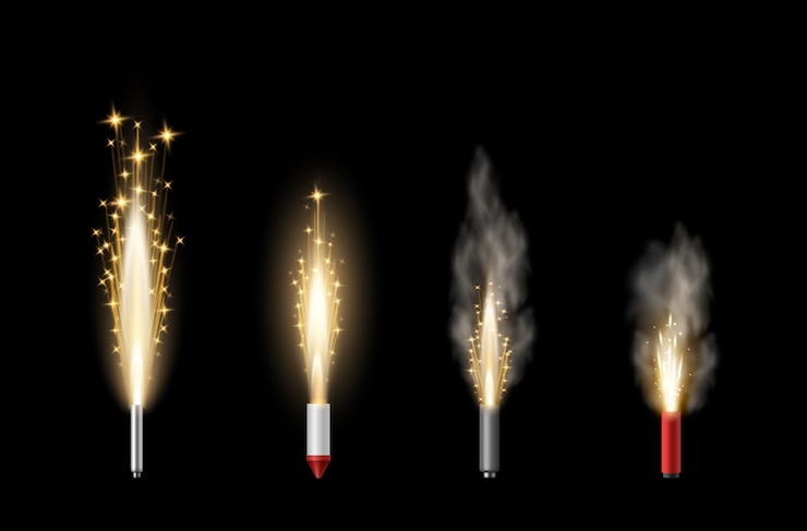 Vector fuente de chispas con humo fuegos artificiales realistas