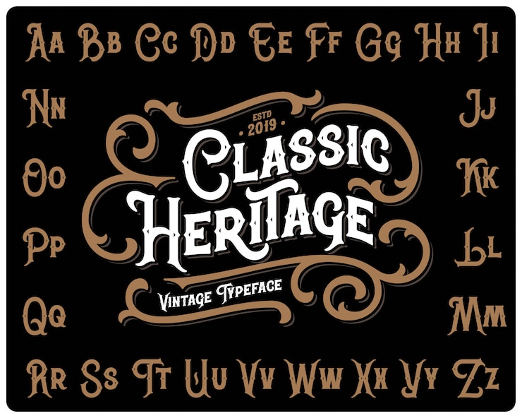 Vector fuente classic heritage con adornos decorativos