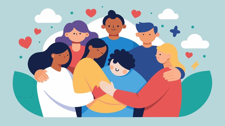 Vector una fuente de consuelo y curación donde las personas pueden vincularse sobre sus experiencias compartidas de pérdida y