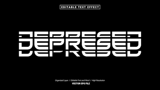 Fuente deprimida editable. Estilo de efecto de texto de plantilla de tipografía. Logotipo de ilustración vectorial de letras