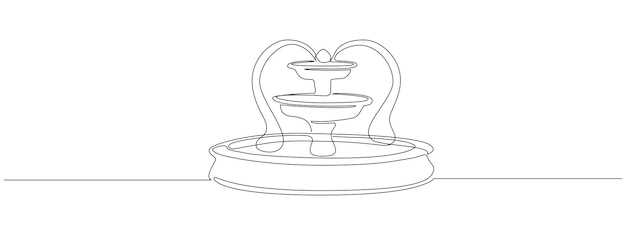 Fuente en un dibujo de línea continua Arquitectura antigua con cascada en estilo lineal simple Viaje y viaje trazo editable Ilustración vectorial de Doodle