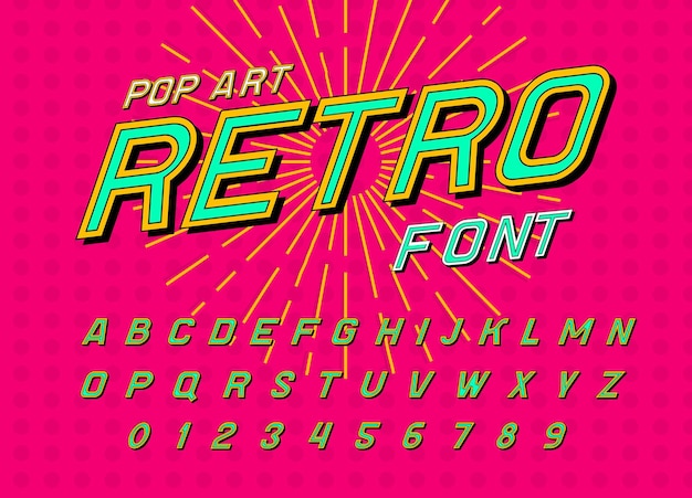 Fuente disco para carteles Alfabeto retro cómico Vintage Futurista 80 s tipografía editable y en capas Vector letras cromadas modernas en estilo pop art para pancartas