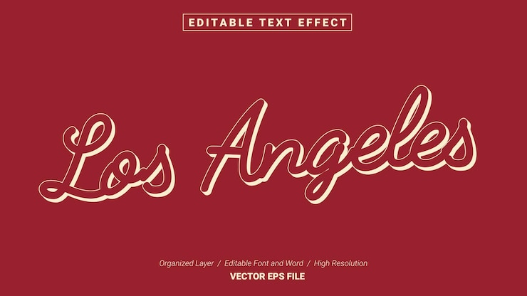 Vector fuente editable de los ángeles. estilo de efecto de texto de plantilla de tipografía. ilustración vectorial de letras